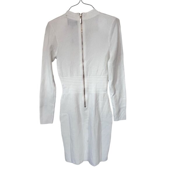 NWT Alexia Admor | Ivory Gemma Knit Long Sleeve Gold Button Stretch Mini Dress S - Picture 8 of 12